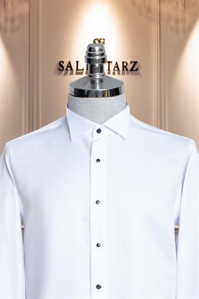 Beyaz Slim Fit Smokin Gömlek SD42125