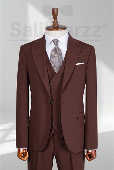 Bordo İtalyan Yelekli Takım Elbise SD42456