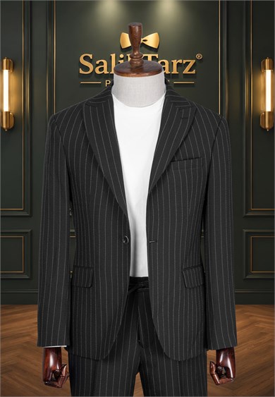 Çizgili Siyah Spor Takım Elbise SD42474