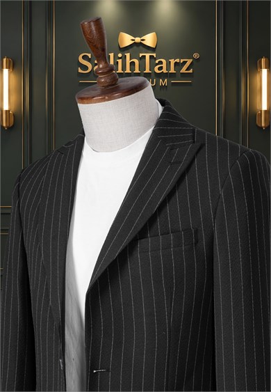 Çizgili Siyah Spor Takım Elbise SD42474