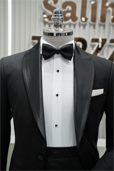 Damatlık İtalyan Kesim Slim Fit Yelekli Siyah SD42507