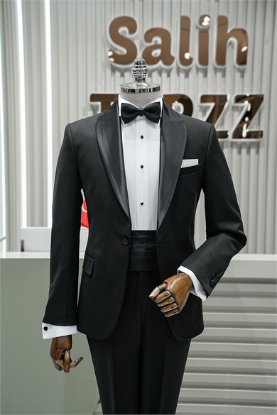 Damatlık İtalyan Kesim Slim Fit Yelekli Siyah SD42507