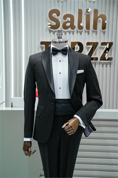Damatlık İtalyan Kesim Slim Fit Yelekli Siyah SD42507