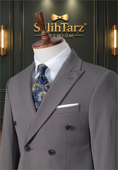 İtalyan Kesim Boz Kruvaze Erkek Takım Elbise SD42490