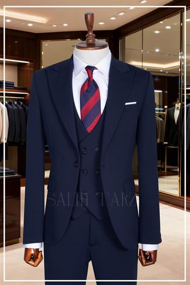 İtalyan Kesim Slim Fit Laci Yelekli Takım Elbise SD42354