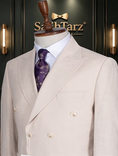Keten A.Krem Kruvaze Torba Takım Elbise SD42463 