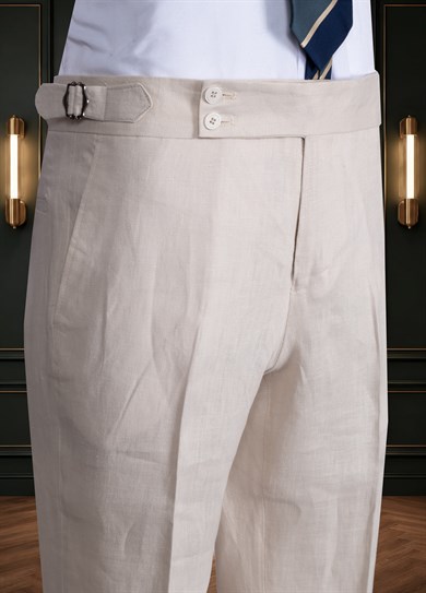 Keten Krem Kruvaze Torba Takım Elbise SD42464