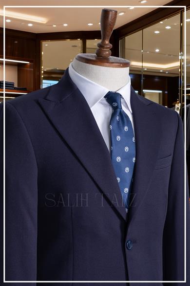 Lacivert Slim Fit Mono Yaka Kapaklı Cepli Erkek Takım Elbise SD42335