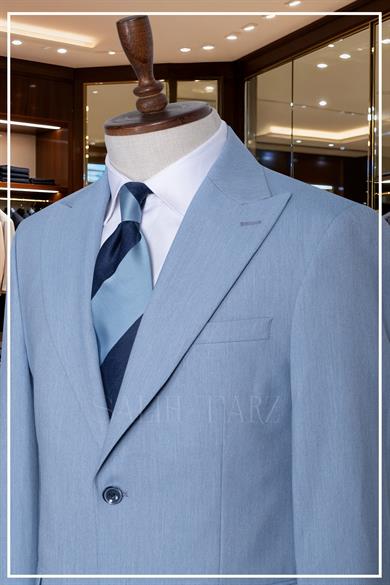 Mavi Slim Fit Mono Yaka Kapaklı Cepli Erkek Takım Elbise SD42337