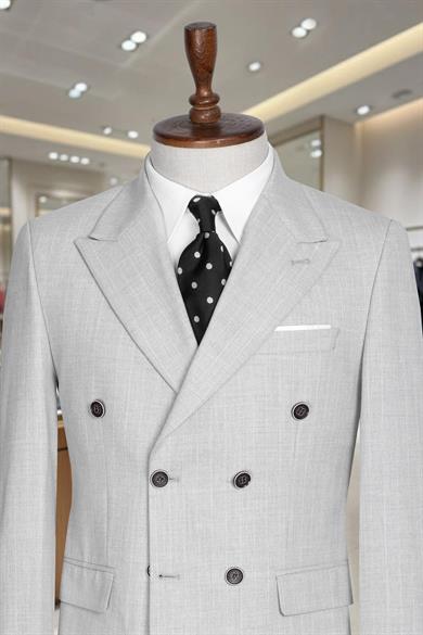 Takım Elbise Çizgili Kruvaze SlimFit Gri SD42281