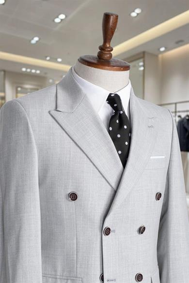 Takım Elbise Çizgili Kruvaze SlimFit Gri SD42281