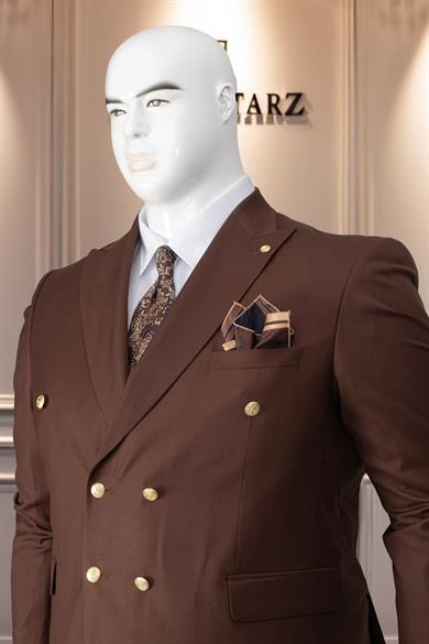 Takım Elbise Erkek Battal Büyük Beden Kahve SD42130