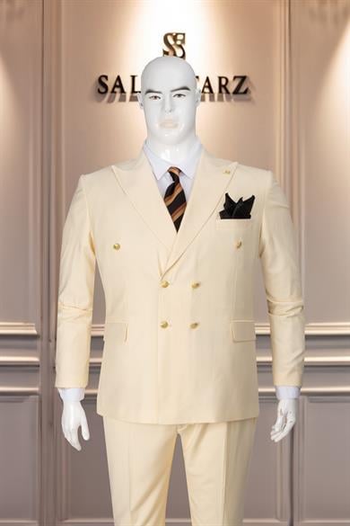 Takım Elbise Erkek Battal Büyük Beden Krem SD42145