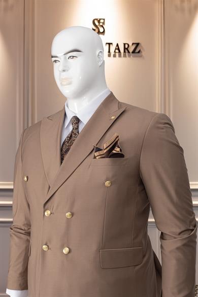 Takım Elbise Erkek Battal Büyük Beden Bej SD42131
