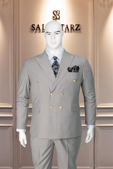 Takım Elbise Erkek Battal Büyük Beden Gri SD42136