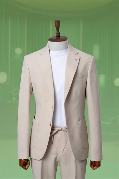 Takım Elbise Gofre İpli Krem SD4196