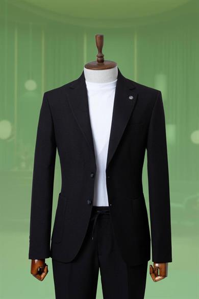 Takım Elbise Gofre İpli Siyah SD4193