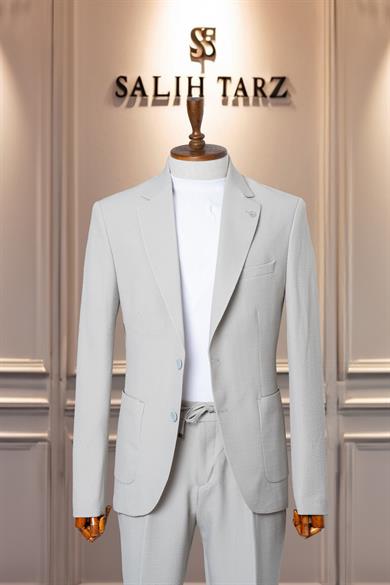 Takım Elbise İtalyan Kesim Gofre İpli SlimFit Su Yeşili SD41043