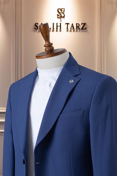 Takım Elbise İtalyan Kesim Gofre İpli SlimFit Lacivert SD41041