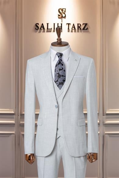 Takım Elbise İtalyan Kesim Yelekli SlimFit Gri SD41050