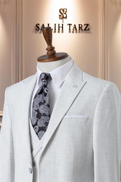 Takım Elbise İtalyan Kesim Yelekli SlimFit Gri SD41050