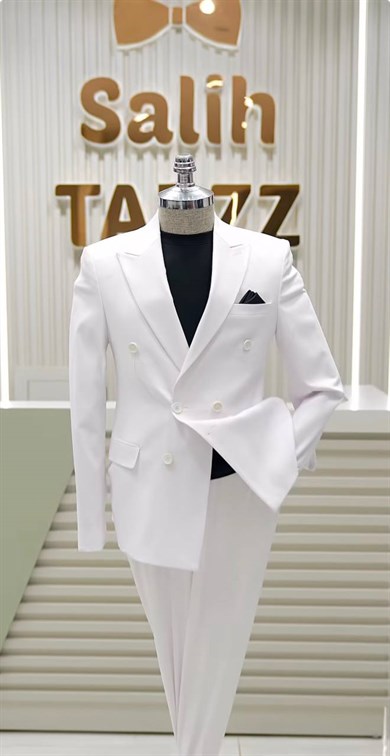Takım Elbise Kruvaze İtalyan Kesim Beyaz SD42433
