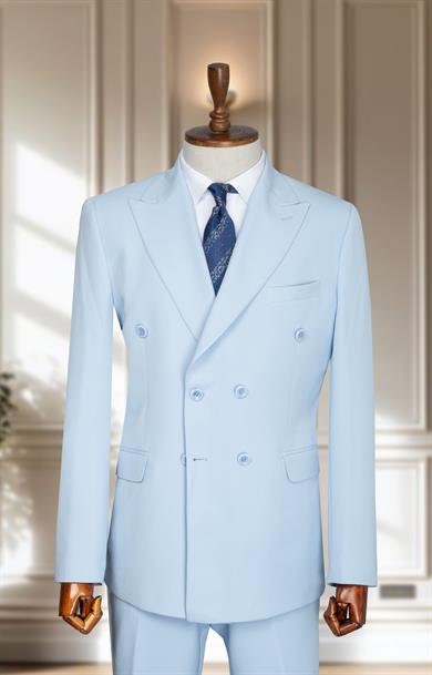 Takım Elbise Kruvaze SlimFit Buz Mavisi SD42181