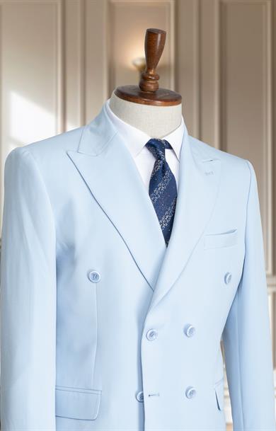 Takım Elbise Kruvaze SlimFit Buz Mavisi SD42181