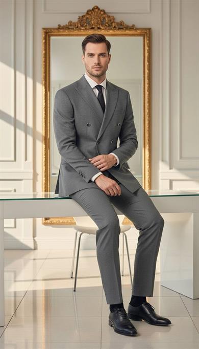 Takım Elbise Kruvaze SlimFit Füme SD42240