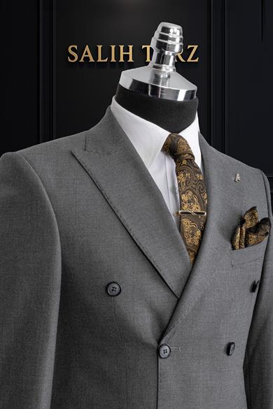 Takım Elbise Kruvaze SlimFit Gri SD42156