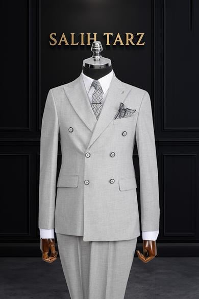 Takım Elbise Kruvaze SlimFit Gri SD42157