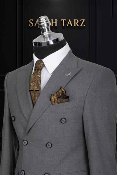 Takım Elbise Kruvaze SlimFit Gri SD42156