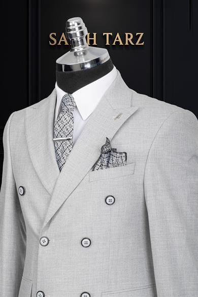 Takım Elbise Kruvaze SlimFit Gri SD42157