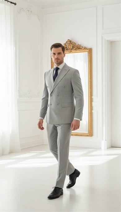 Takım Elbise Kruvaze SlimFit Gri SD42242