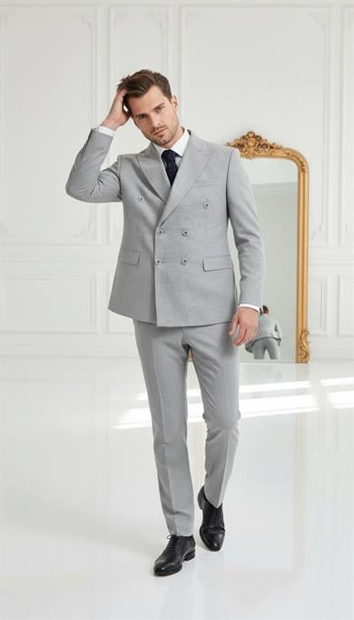 Takım Elbise Kruvaze SlimFit Gri SD42242