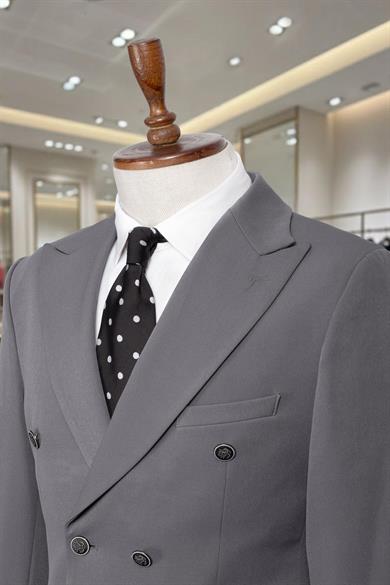 Takım Elbise Kruvaze SlimFit Gri SD42265