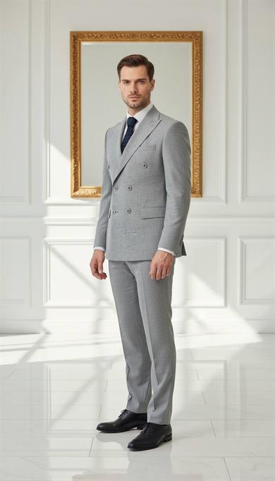 Takım Elbise Kruvaze SlimFit Gri SD42242