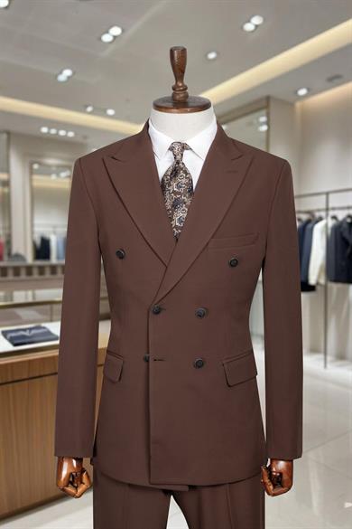 Takım Elbise Kruvaze SlimFit Kahve SD42264