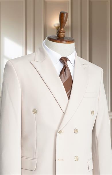 Takım Elbise Kruvaze SlimFit Krem SD42191