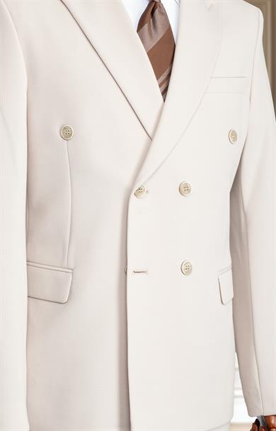 Takım Elbise Kruvaze SlimFit Krem SD42191