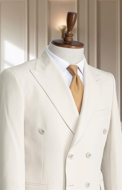 Takım Elbise Kruvaze SlimFit Krem SD42190