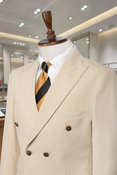 Takım Elbise Kruvaze SlimFit Krem SD42263