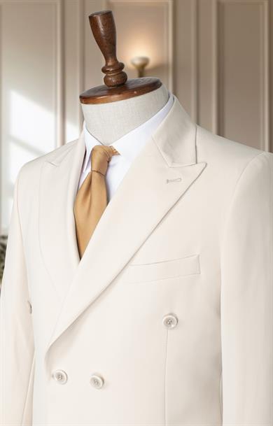 Takım Elbise Kruvaze SlimFit Krem SD42190
