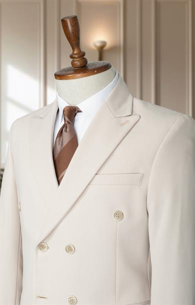 Takım Elbise Kruvaze SlimFit Krem SD42191