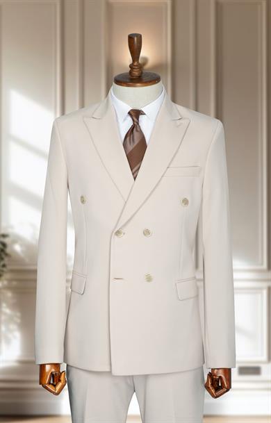 Takım Elbise Kruvaze SlimFit Krem SD42191