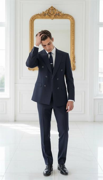 Takım Elbise Kruvaze SlimFit Lacivert SD42241