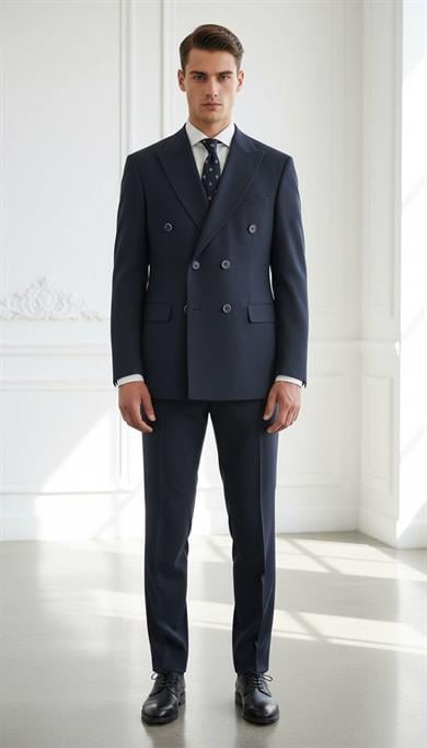 Takım Elbise Kruvaze SlimFit Lacivert SD42241