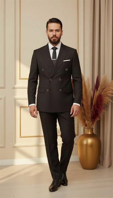Takım Elbise Kruvaze SlimFit Siyah SD42239