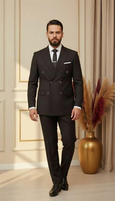 Takım Elbise Kruvaze SlimFit Siyah SD42239