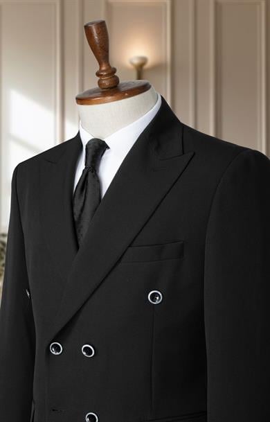 Takım Elbise Kruvaze SlimFit Siyah SD42194